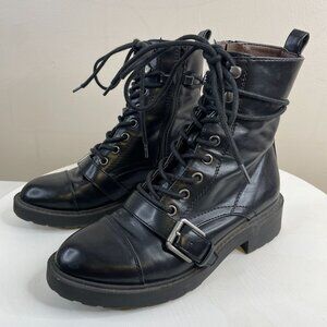 White Mountain Womens Combat Boots Size 6 Chunky Lug Sole Faux Leather Grunge